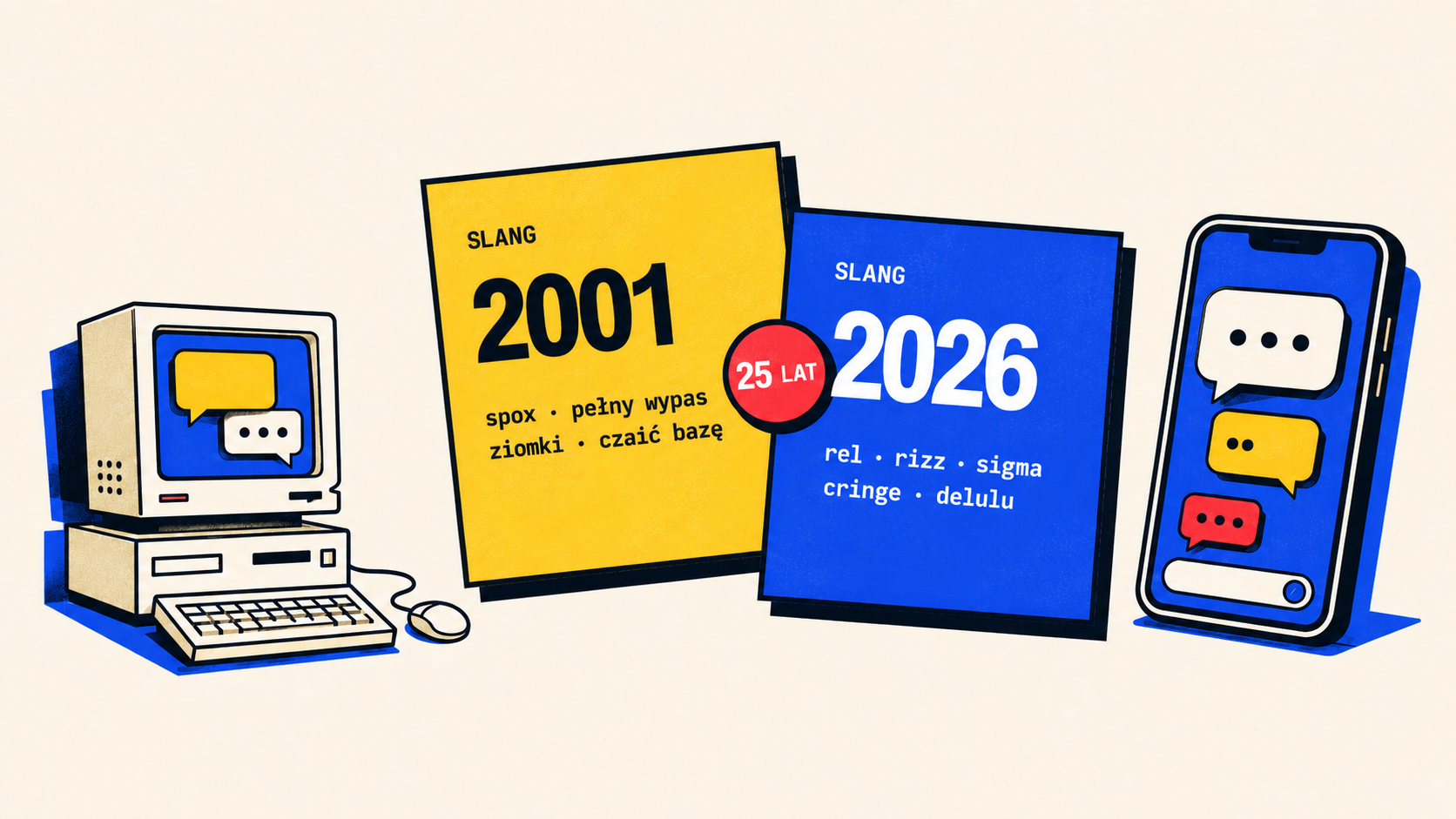 Język dawniej i dziś – komputer z 2001 roku oraz współczesny telefon